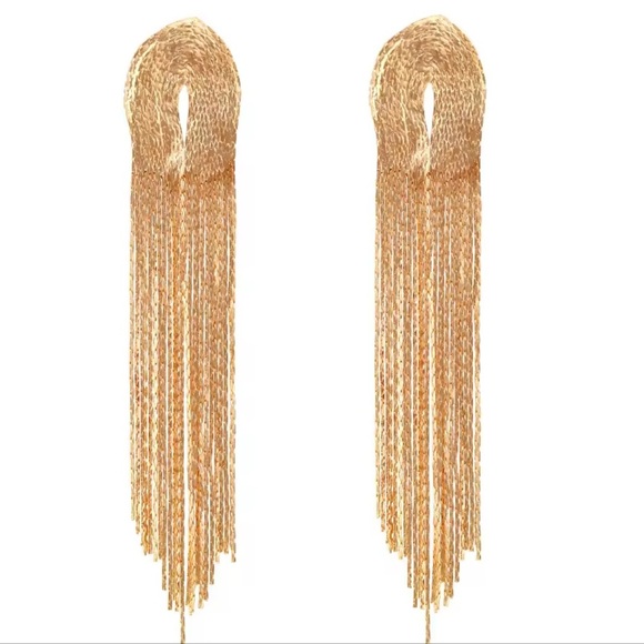 Gold Waterfall Chain Earrings - Picture 4 of 4